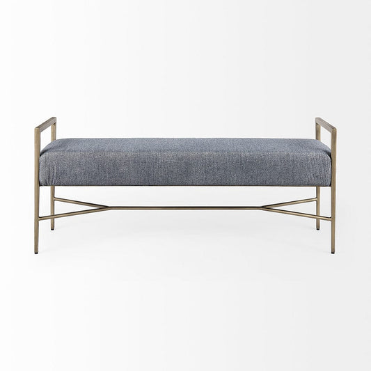 Mercana - Charlotte 55.0L x 17.0W x 22.5H Dark Fabric Seat Metal Frame Bench - 69368 view 2