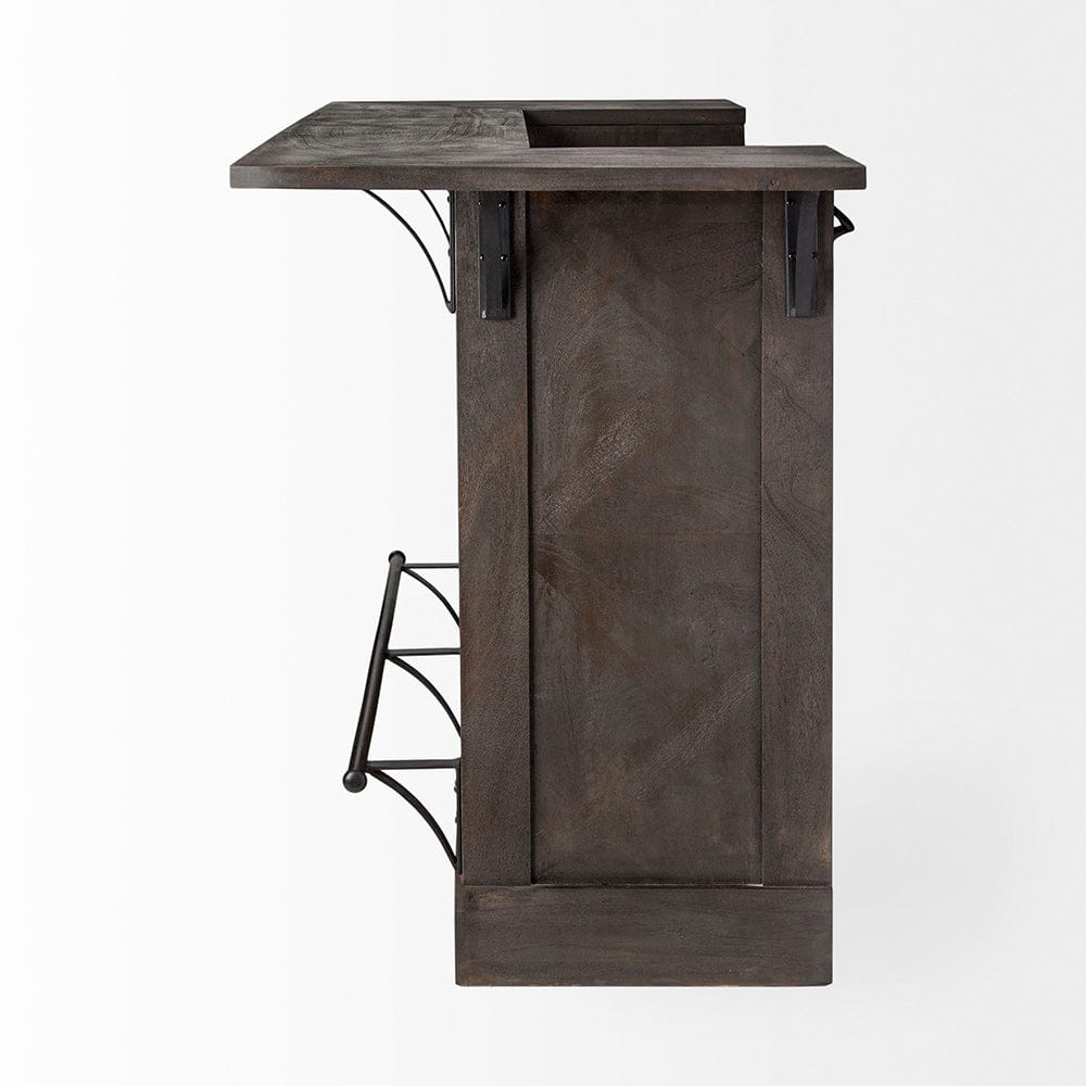Mercana - Cheers Dark Brown Solid Wood Wine Bottle Storage Kitchen Island - 67553-AB view 8