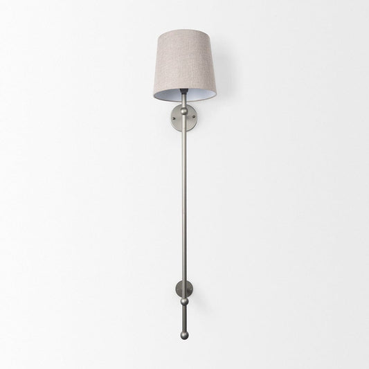 Mercana - Chester 10 x 47 Gray Metal and Beige Fabric Shade Wall Sconce - 68969 view 2