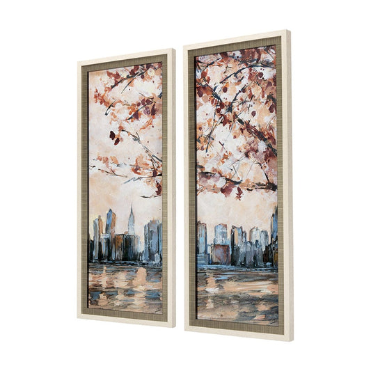 Mercana - City Sunset by Mercana Studio a Hand Embellished Textured Framed Art Print Matted under Glass - 14501 view 2