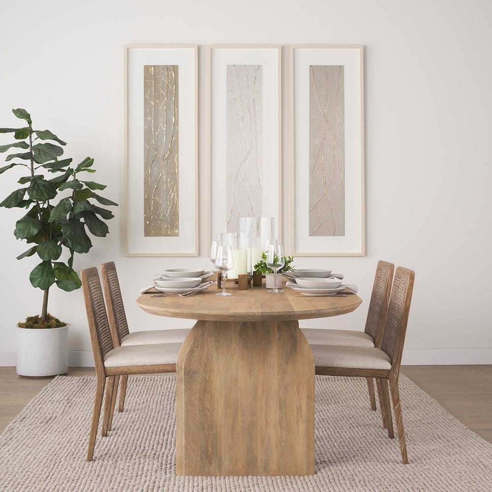 Mercana - Clara Light Brown Wood W/ Cream Fabric Seat and Cane Back Armless Dining Chair (Set of 2) - 69349 view 12
