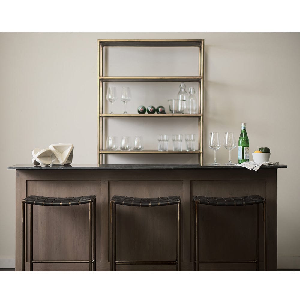 Mercana - Clarissa 18.0L x 16.0W x 30.25H Black Woven Leather Seat W/ Gold Frame Bar Stool - 69394_CLOSEOUT view 11