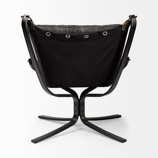 Mercana - Colarado Black Leather Cushions w/ Black Metal Frame Sling-Style Accent Chair - 67937 view 2