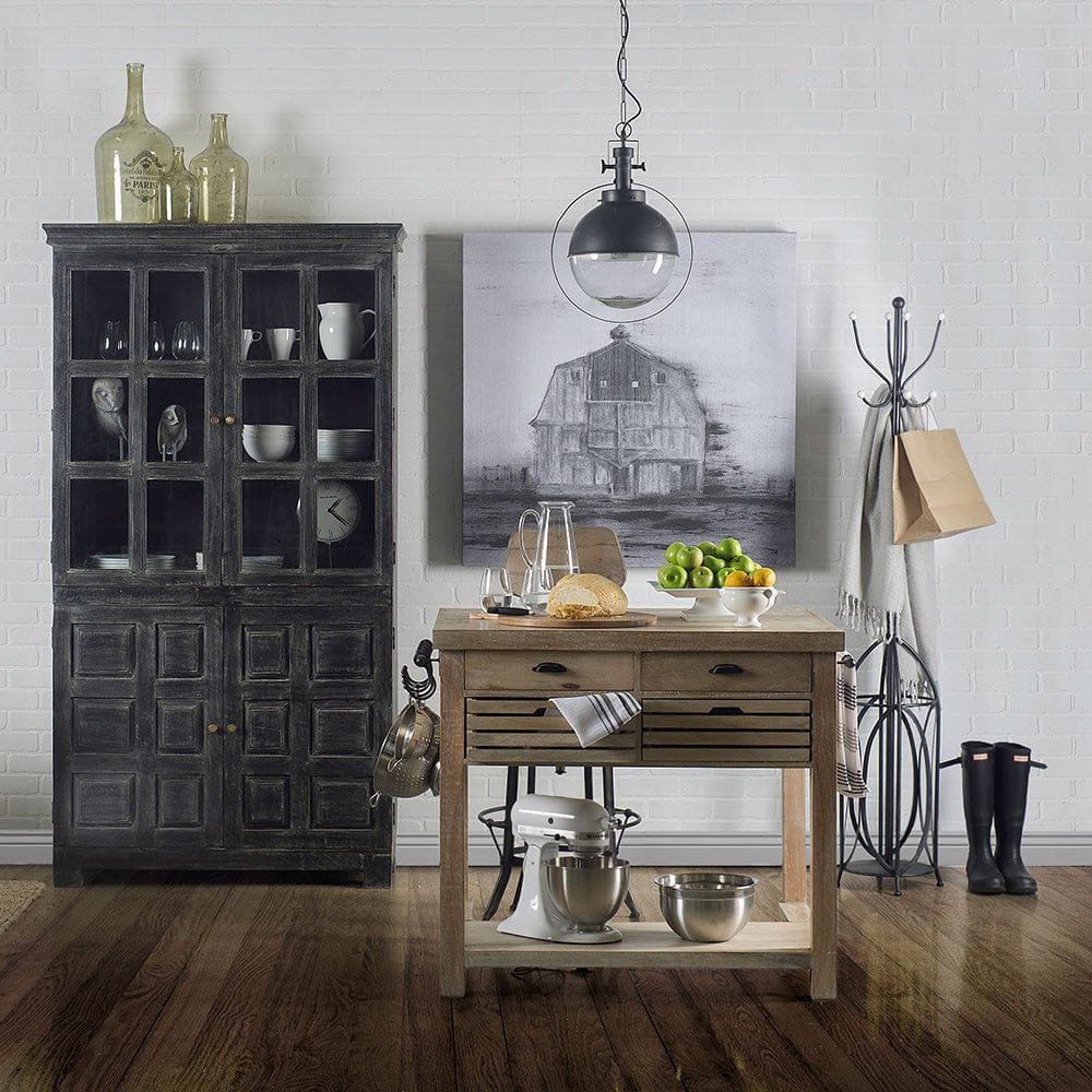 Mercana - Columbia II Light Brown Base with Black Iron Knobs Rolling Kitchen Island - 67690_CLOSEOUT view 13