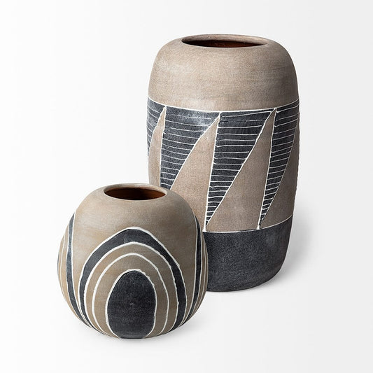 Mercana - Cove Small Brown/White Ceramic Vase - 68905 view 2