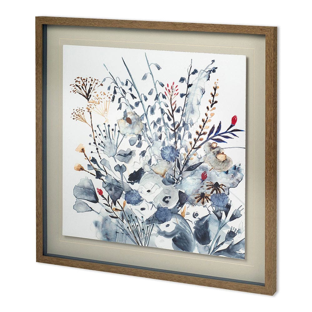 Mercana - Custom Indigo & Ochre I by Victoria Borges Hand Embellished Framed Art Print Matted under Glass - 11906 view 1