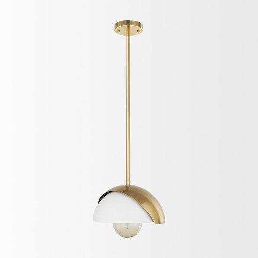 Mercana - Cybill Brushed Brass w/ White Metal Shade 1-Light Wall Pendant - 70467 view 2