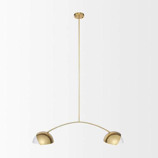 Mercana - Cybill Brushed Brass w/ White Metal Shades 2-Light Chandelier - 70466 view 2