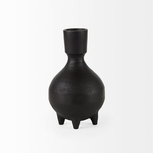 Mercana - Cyrus Black Spherical Vase W/ Flute Decorative Object - 69157_CLOSEOUT view 2