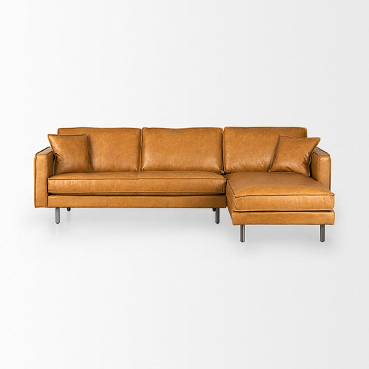 Mercana - D'Arcy 111"L x 70"D x 33"H Tan Leather Right Chaise Sectional - 69646-AB view 2