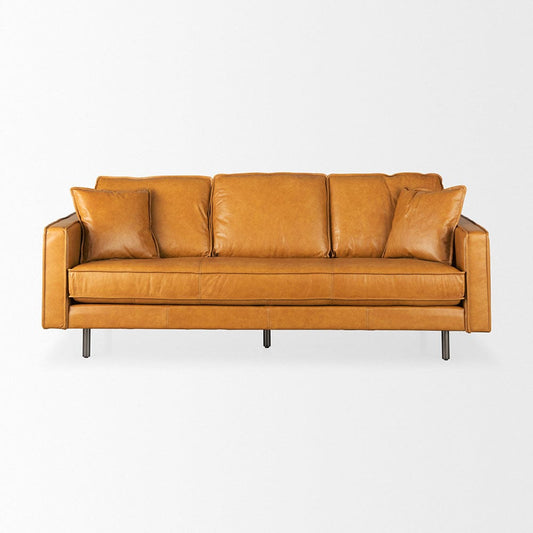 Mercana - D'Arcy 88.0L x 37.0W x 34.0H Tan Leather Sofa - 69642 view 2