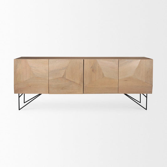 Mercana - Darwin Light Brown Wooden 4 Door w/ 2 Shelves Sideboard - 70683 view 2