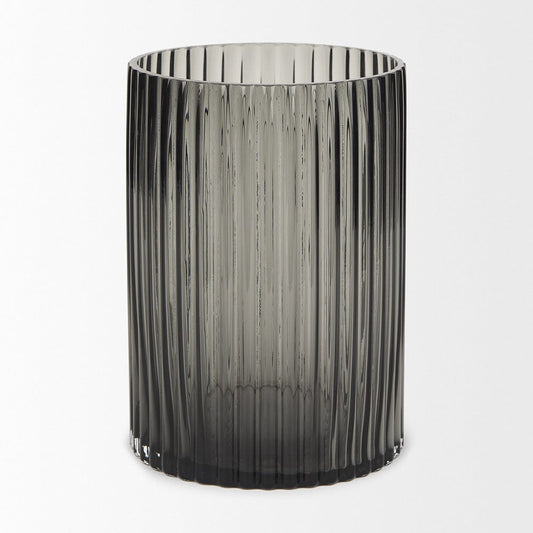 Mercana - Dawn Short Smokey Black Glass Vase - 70360 view 2