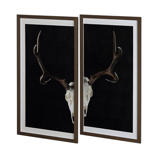 Mercana - Deer Skull-L by Chris Dunker a Hand Embellished Textured Framed Art Print Matted under Glass - 13166 view 2
