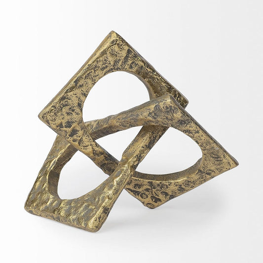 Mercana - Delaunay I Large 10L X9W Gold Hammered Metal Interlinked Patterned - 67808 view 2