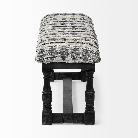 Mercana - Denison II 56L x 15W Black Wood Base Woven-Leather Cushion Top Accent Bench - 68461_CLOSEOUT view 2