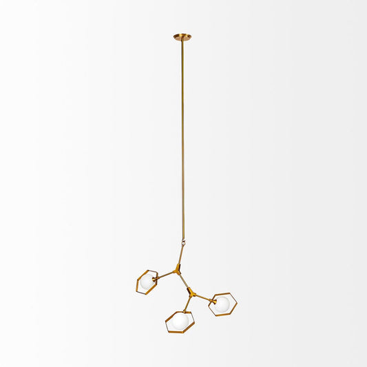 Mercana - Desousa II 33.9"L x 8.8"W x 28"H Brass-Toned Metal Multi-Arm Three Light Chandelier - 68590_CLOSEOUT view 2