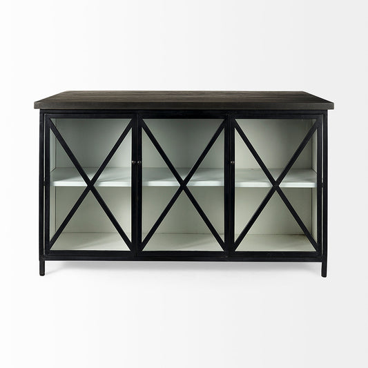 Mercana - Dimitra 62.0L x 32.0W x 36.0H Dark Iron W/Glass Doors Kitchen Island - 69211 view 2