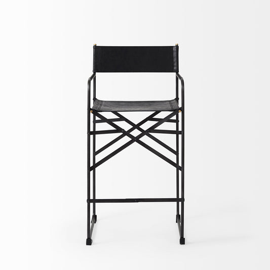 Mercana - Direttore 19.3L x 19.3W x 40.2H Black Leather W/Black Frame Counter Stool - 69631_CLOSEOUT view 2