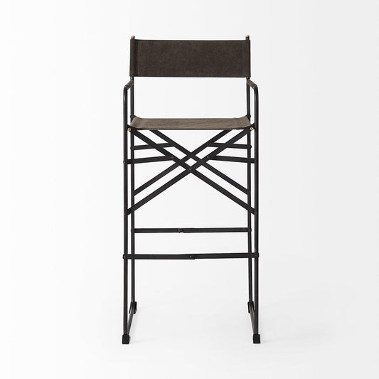 Mercana - Direttore 19.3L x 19.3W x 44.1H Brown/Gray Suede W/ Metal Frame Bar Stool - 69630_CLOSEOUT view 2
