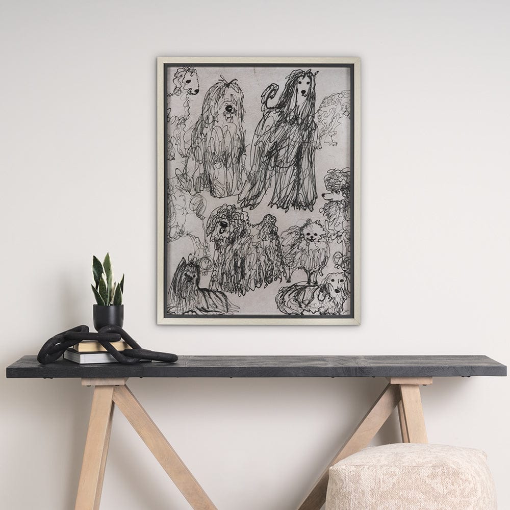Mercana - Dog Sketches by Mercana Studio a Hand Embellished Textured Framed Art Print Matted under Glass - 14849 view 8
