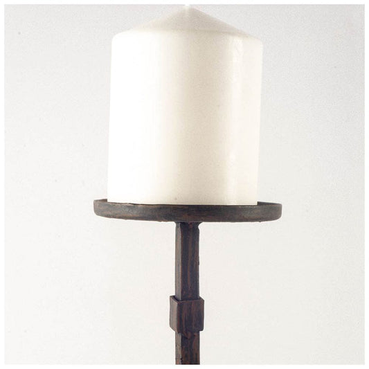 Mercana - Edgeland I Short Brown Wood Metal Strap Candle Holder - 57940_CLOSEOUT view 2