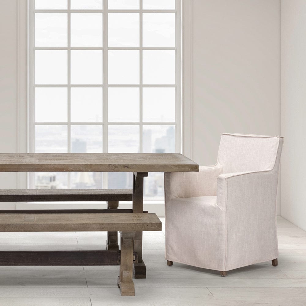 Mercana - Elbert II Cream Fabric Slip-Cover Brown Wood Frame Dining Chair - 68190 view 8
