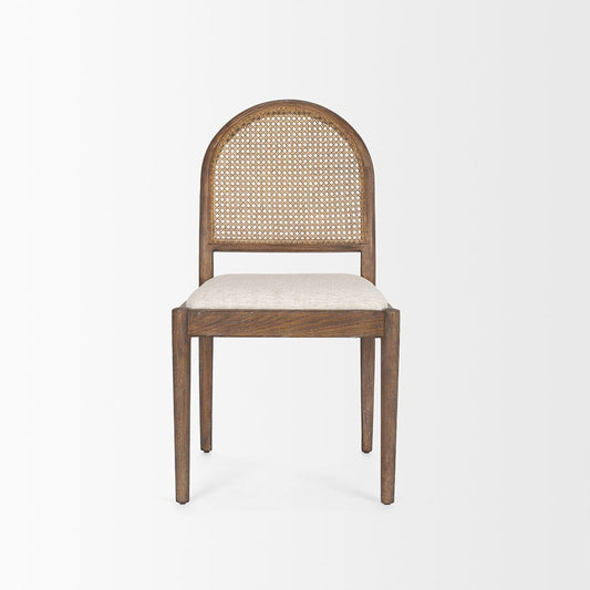 Mercana - Elle Rounded Caneback Medium Brown Wood W/ Oatmeal Fabric Dining Chair (Set of 2) - 70411 view 2