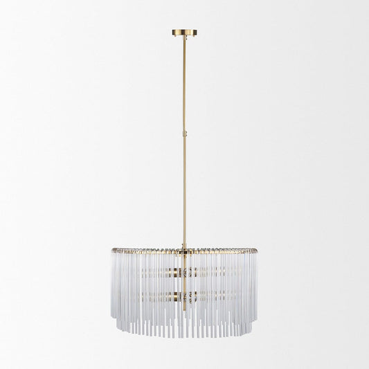 Mercana - Elsa 26"x14" Clear Glass and Gold Metal Frame Six Bulb Chandelier - 67139 view 2