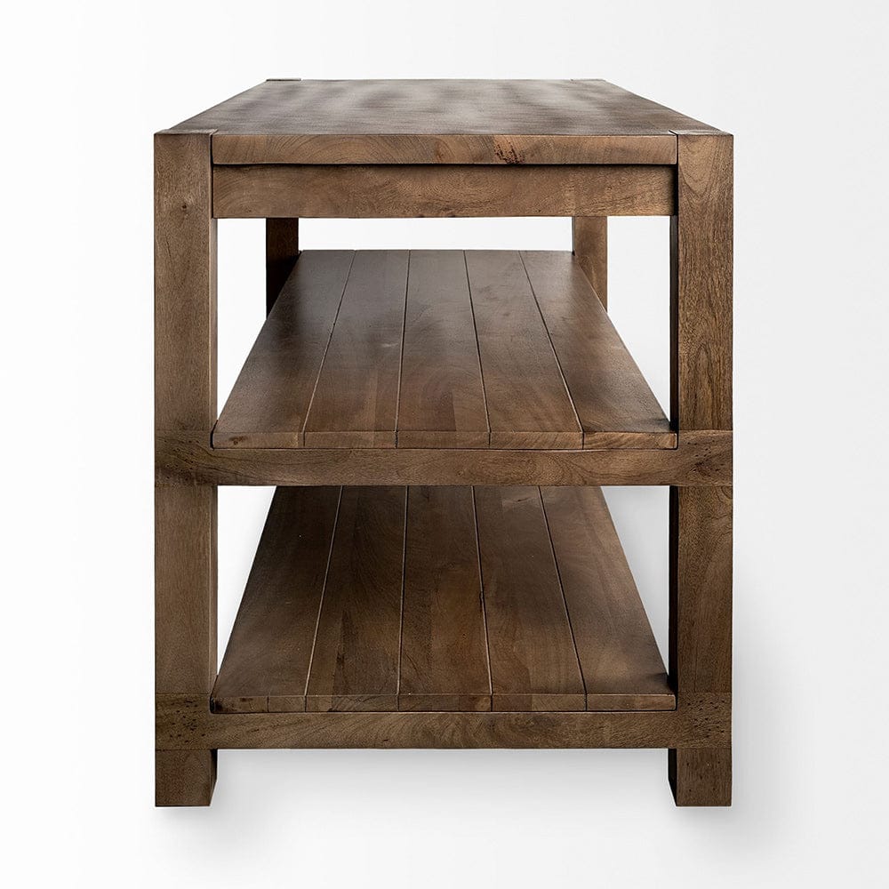 Mercana - Emeril Brown Solid Wood Two-Tier Smooth Counter Top Kitchen Island - 67850 view 4