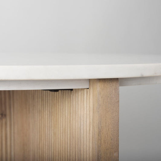 Mercana - Enzo Marble Tabletop w/ Fluted Light Wood Base Foyer Accent Table - 69922 view 2