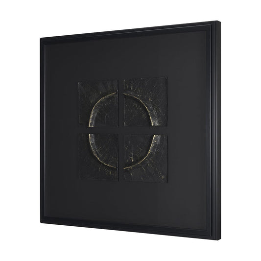 Mercana - Equal Quadrants Black by Studio M a handmade Original Framed 3D Textured Artwork under Glass - 15113 view 2