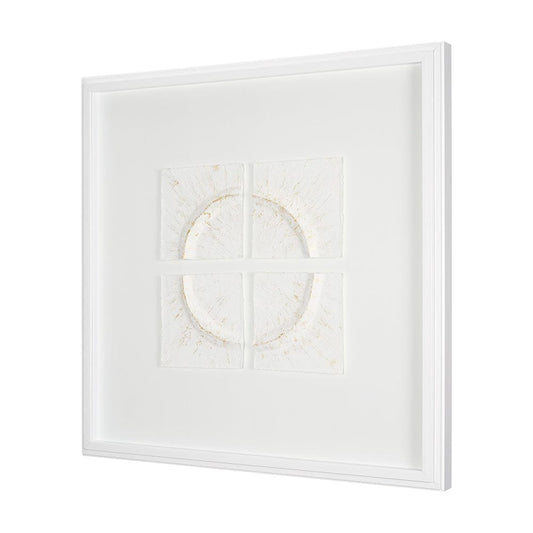Mercana - Equal Quadrants White by Studio M a handmade Original Framed 3D Textured Artwork under Glass - 15112 view 2