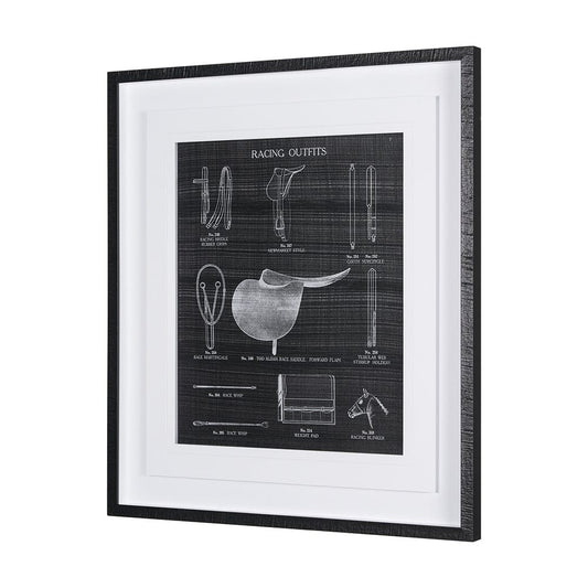 Mercana - Equestrian Riding III BW by Mercana Studio Hand Embellished Framed Art Print Matted under Glass - 14987 view 2