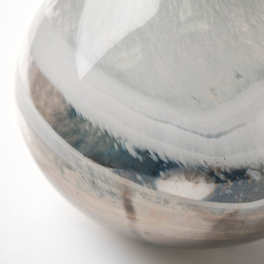 Mercana - Erie I Short Two Toned Sky Blue Dark Brown Blown Glass Vase - 30999 view 2