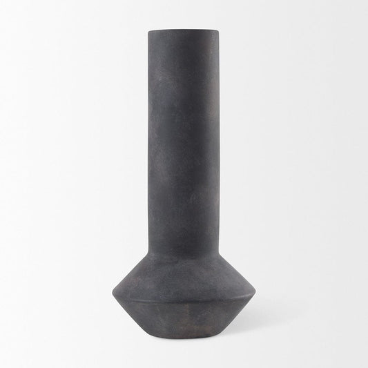 Mercana - Esme 7.1L x 7.1W x 15.0H Dark Gray Ceramic Vase - 69809 view 2