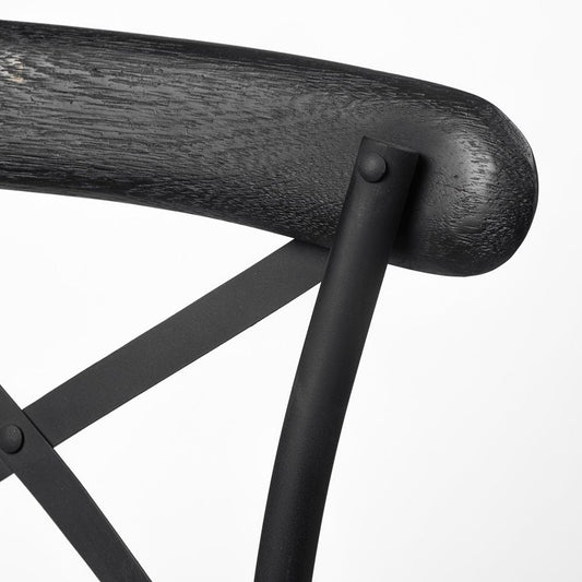 Mercana - Etienne 26.25" Seat Height Black Wood Seat Black Metal Base Stool - 68512_CLOSEOUT view 2