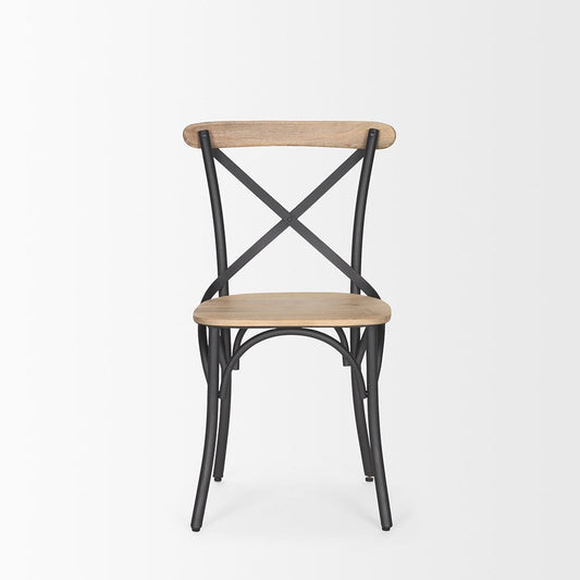 Mercana - Etienne Light Brown Wood w/ Iron Metal Dining Chair (Set of 2) - 70588_CLOSEOUT view 2