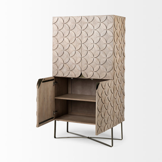 Mercana - Excelsior II 68.1" H Light Brown Wood Gold Iron Base Storage Cabinet - 68476 view 2