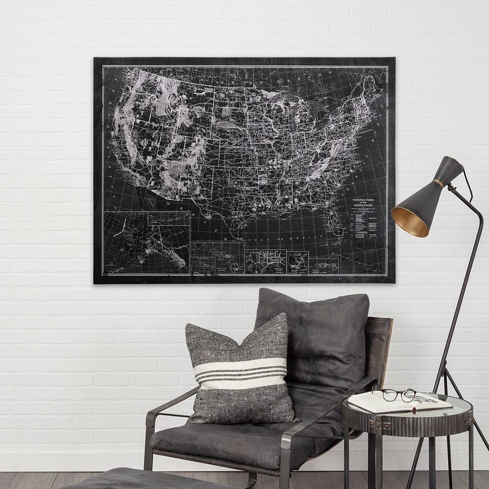 Mercana - Explorer USA Map Noir by Vintage Collection a Hand Embellished Textured Canvas - 101572-L view 2