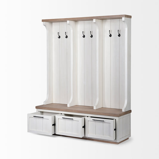 Mercana - Fairview IV 61L x 17W White And Brown Wood With Storage Hall Tree - 68477-AB view 2