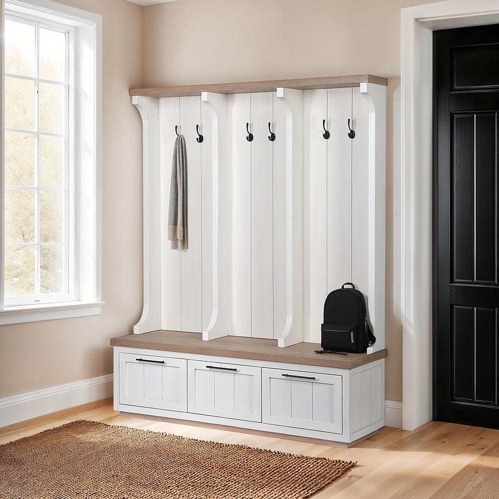 Mercana - Fairview IV 61L x 17W White And Brown Wood With Storage Hall Tree - 68477-AB view 9
