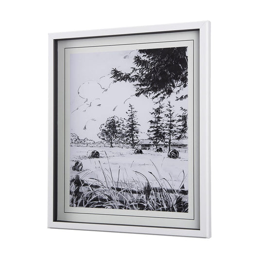 Mercana - Farm View II by Mercana Studio a Hand Embellished Textured Framed Art Print Matted under Glass - 14087 view 2