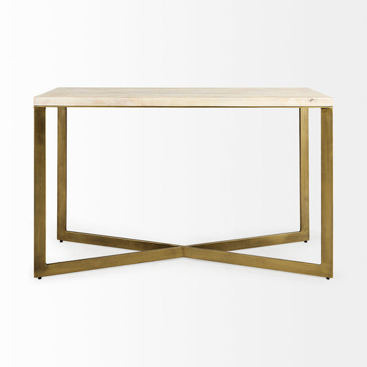 Mercana - Faye 50L x 15W x 30H Beige Finished Wood W/Gold Metal Base Console Table - 69182 view 2