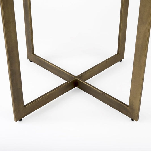 Mercana - Faye I 48L x 48W x 30H Beige Finished Wood W/Gold Metal Base Square Dining Table - 69177-AB view 2