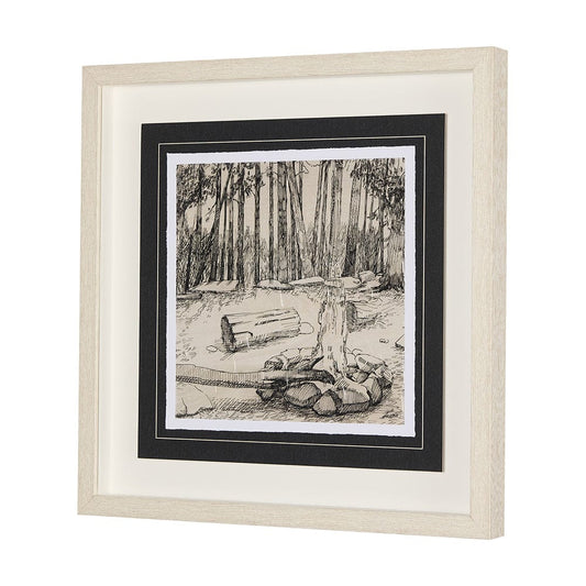 Mercana - Fireside IV by Mercana Studio a Hand Embellished Textured Framed Art Print Matted under Glass - 14714 view 2