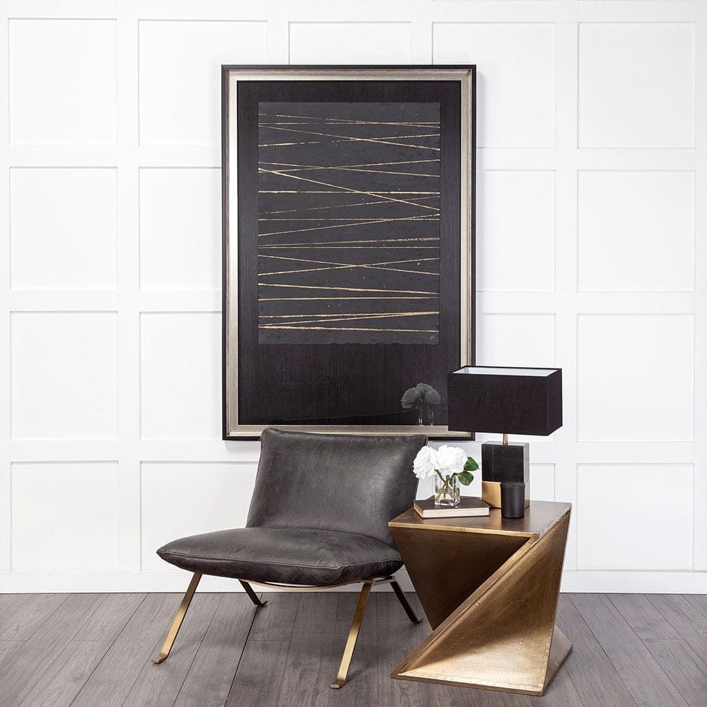 Mercana - Flavelle II Black Leather Cushion Seat and Solid Iron Base Accent Chair - 68576 view 12