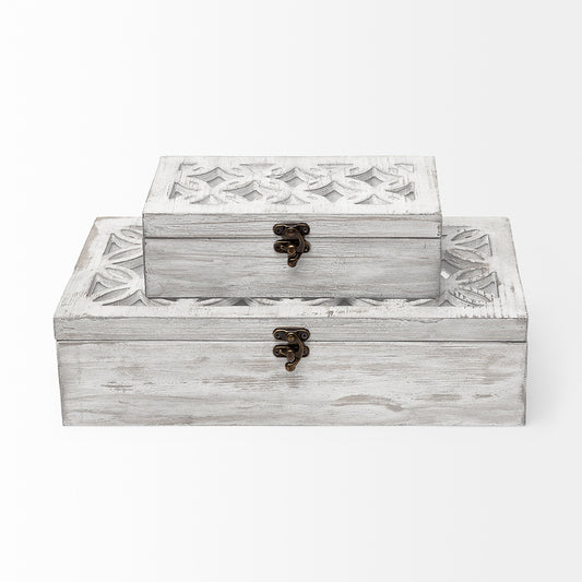 Mercana - Floribundus Off-White Decorative Boxes (Set of 2) - 57544_CLOSEOUT view 2