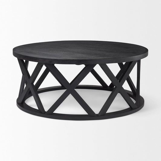 Mercana - Forsey 28.0L x 45.3W x 18.0H Black Solid Wood Round Coffee Table - 69745 view 2