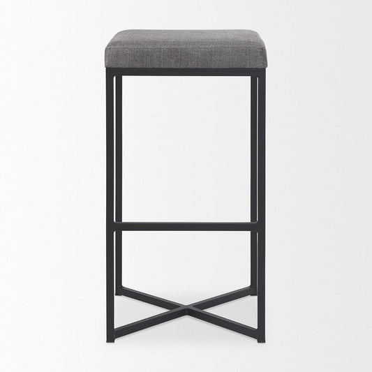 Mercana - Frodo 16.5L x 16.5W x 29.75H Gray Fabric Seat W/Black Iron Frame Bar Stool - 69575 view 2
